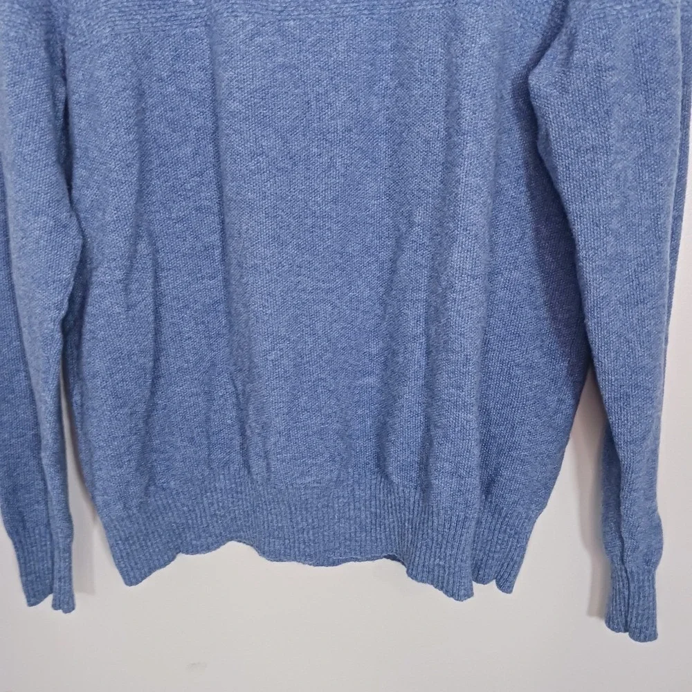 Woolovers 100% Merino Wool Quarter Zip Sweater Blue Pullover Mens Large Knit Top